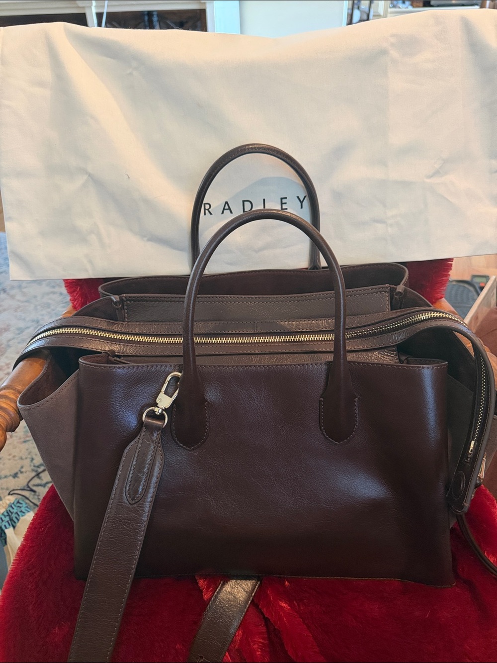 RADLEY LONDON Dark Brown Leather Messenger Tote